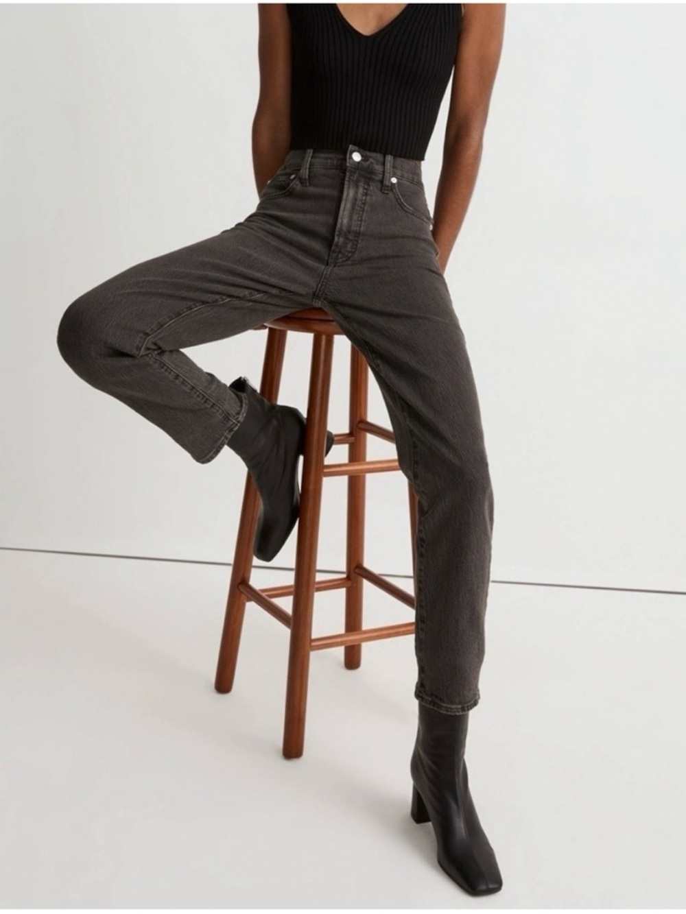 Madewell High-Rise Charcoal Gray Straight Jeans
